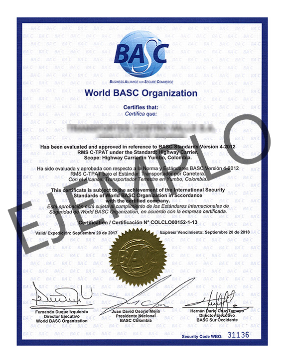 como obtener el certificado BASC en línea Colombia