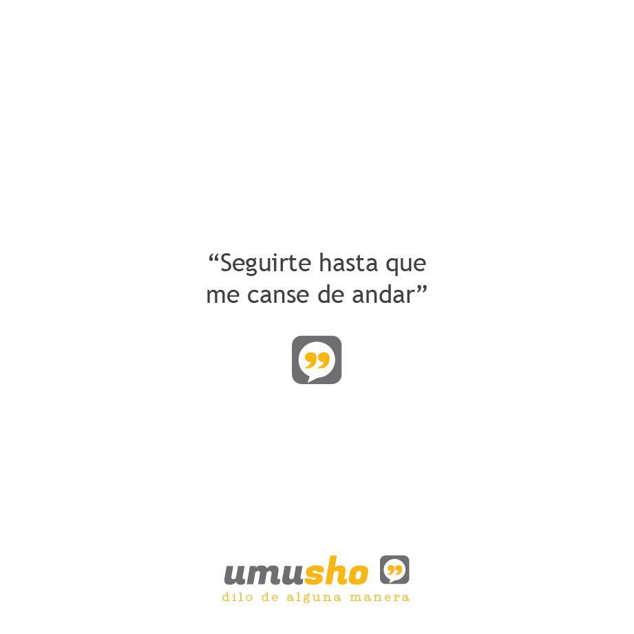 Seguirte hasta que me canse de andar.