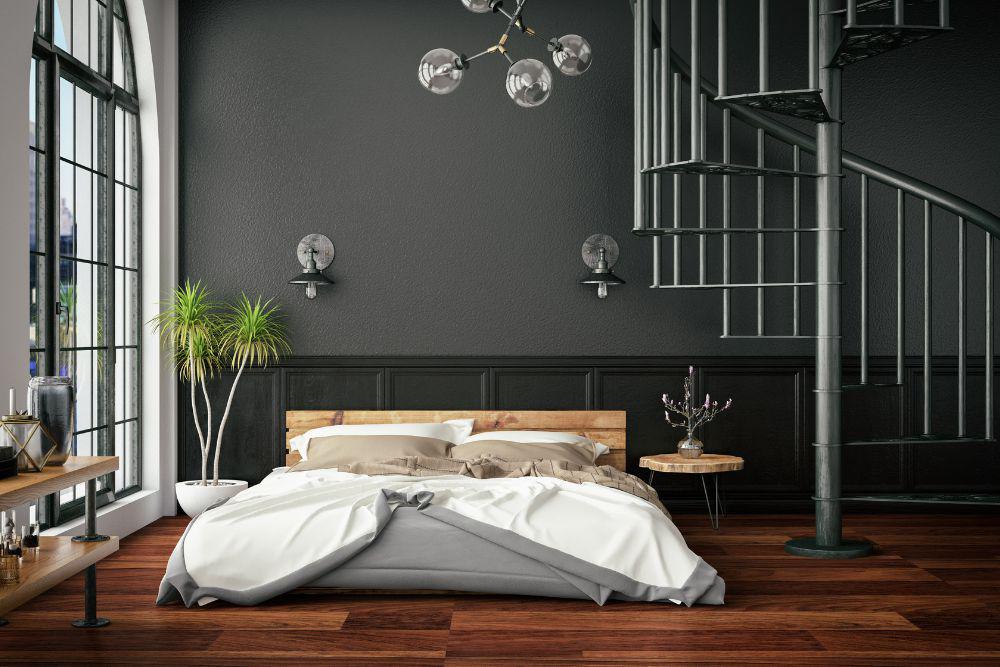 Escalera de caracol metálica.