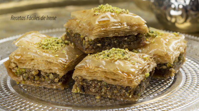 baklava de pistachos y nueces