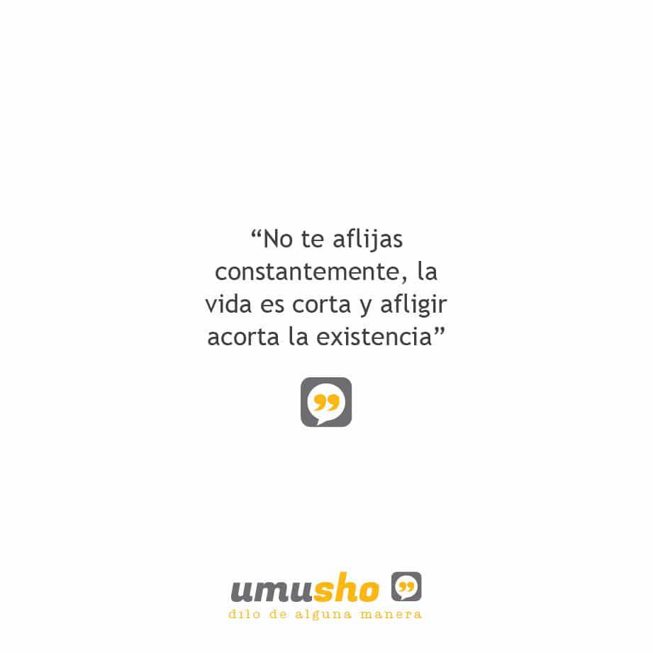 No te aflijas constantemente, la vida es corta y afligir acorta la existencia. Frases sobre la reflexión de la vida