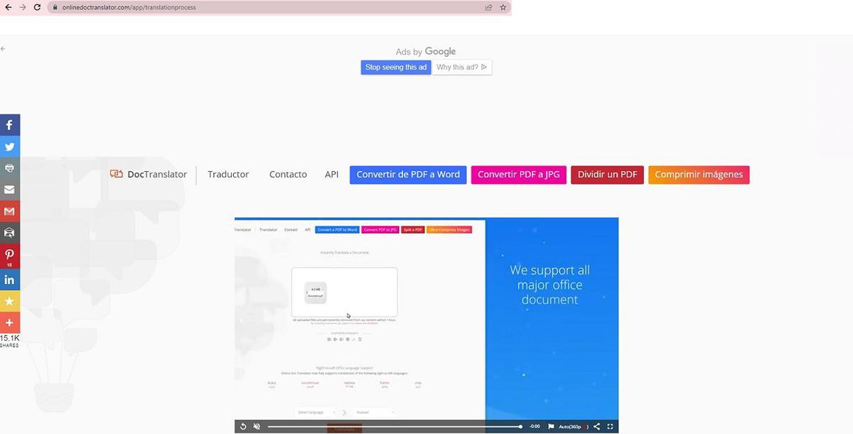 estaba buscando la forma de traducir un documento a otro idioma de unas 32 páginas. Encontré una estupenda Página web para traducir documentos