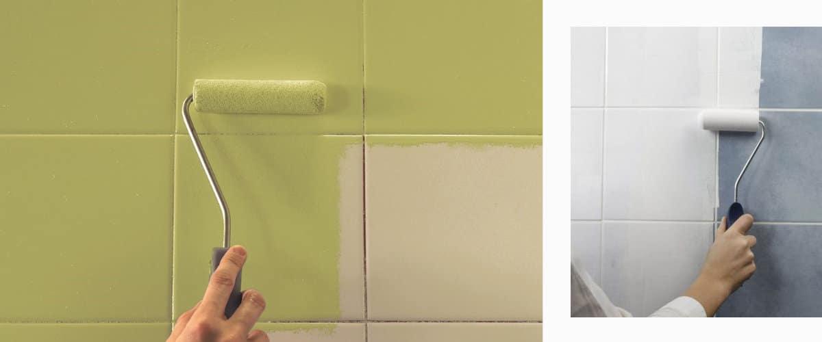 Pintar los azulejos del baño con rodillo