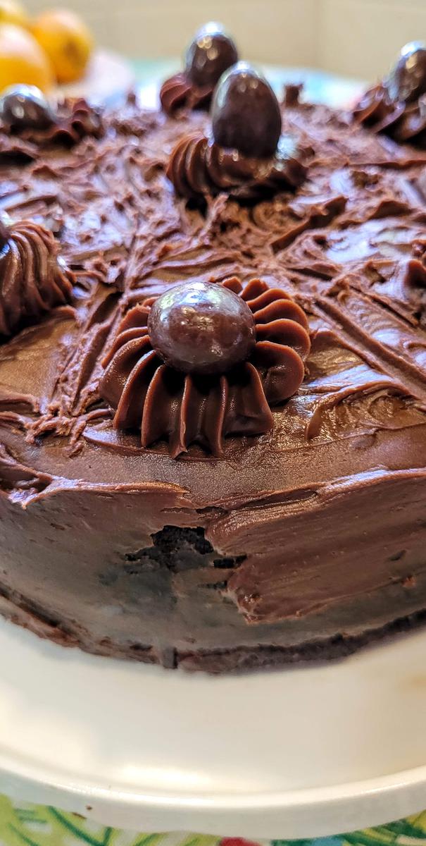 tarta de chocolate con su frosting 