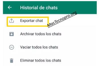 historial de chats de whatsapp