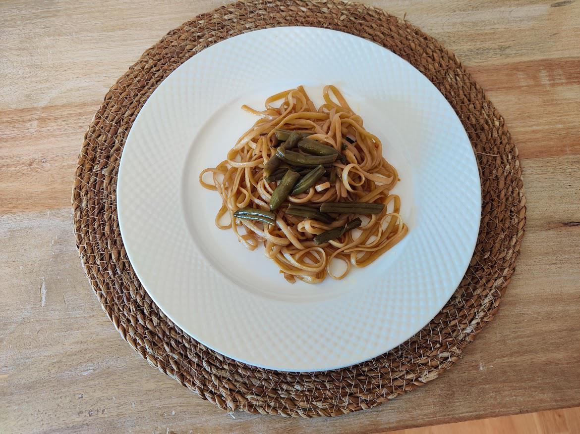 tallarines con judias verdes