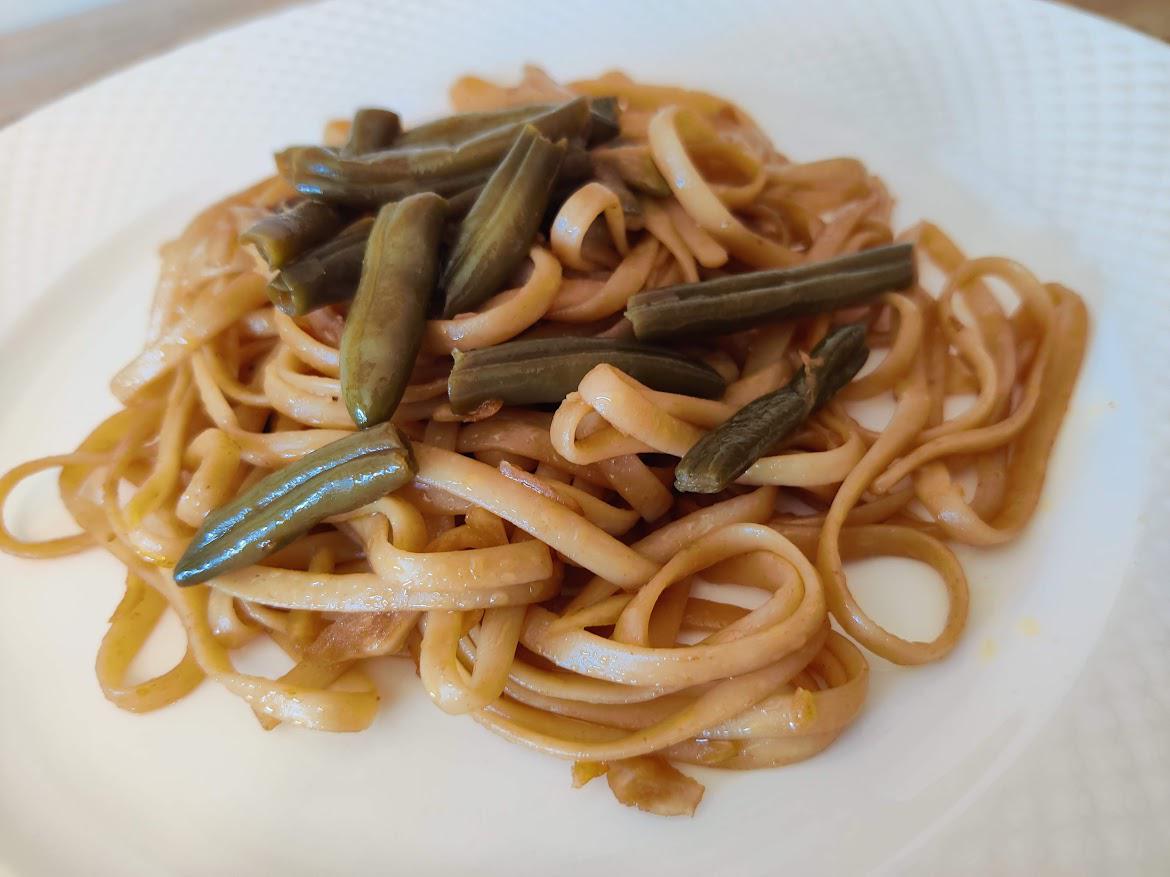 tallarines con judias verdes