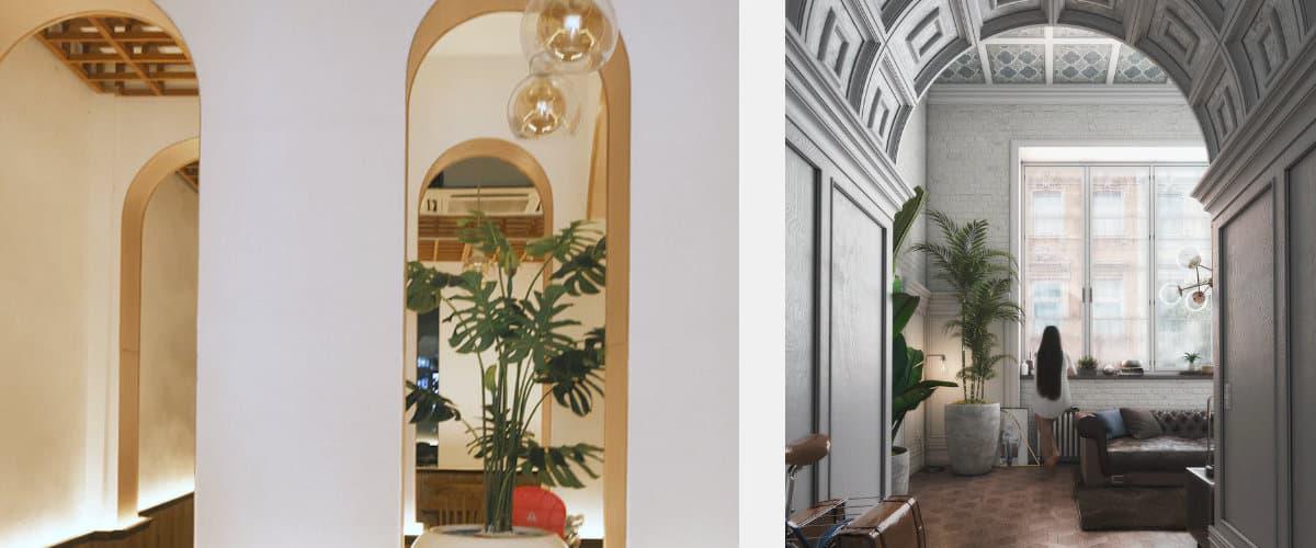 Arcos revestidos en madera