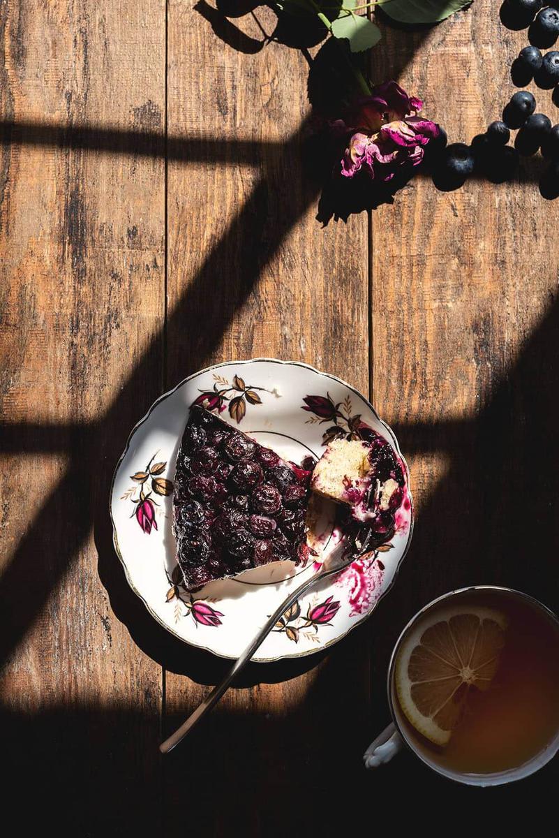 Pastel de arándanos frescos