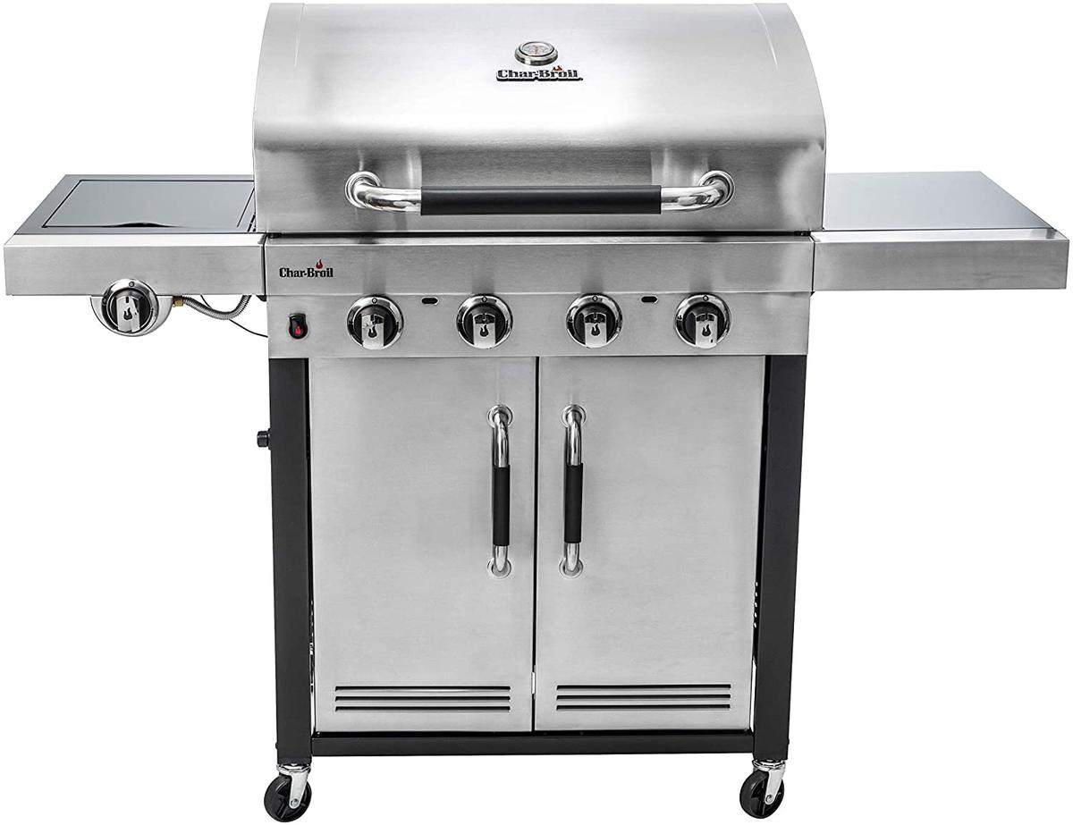 Char-Broil Advantage Series 445S Barbacoa de Gas con 4 Quemador Lateral, Acero Inoxidable, con placa de hierro fundido