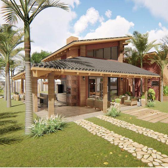 Modelos de interiores y exteriores de casas de campo