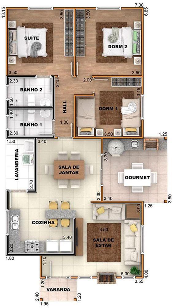 Ideas de planos para casas de dos habitaciones