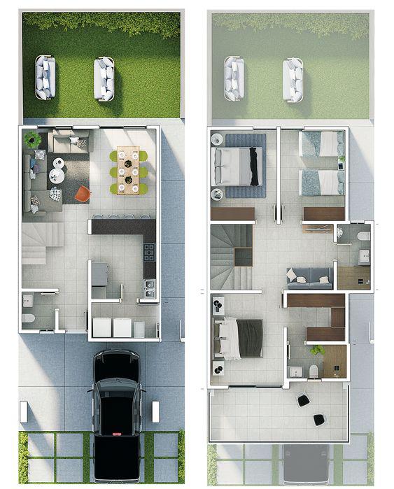 Diseños de casas de dos pisos