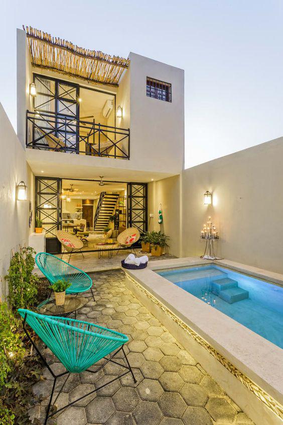 Casas modernas pequeñas con piscina