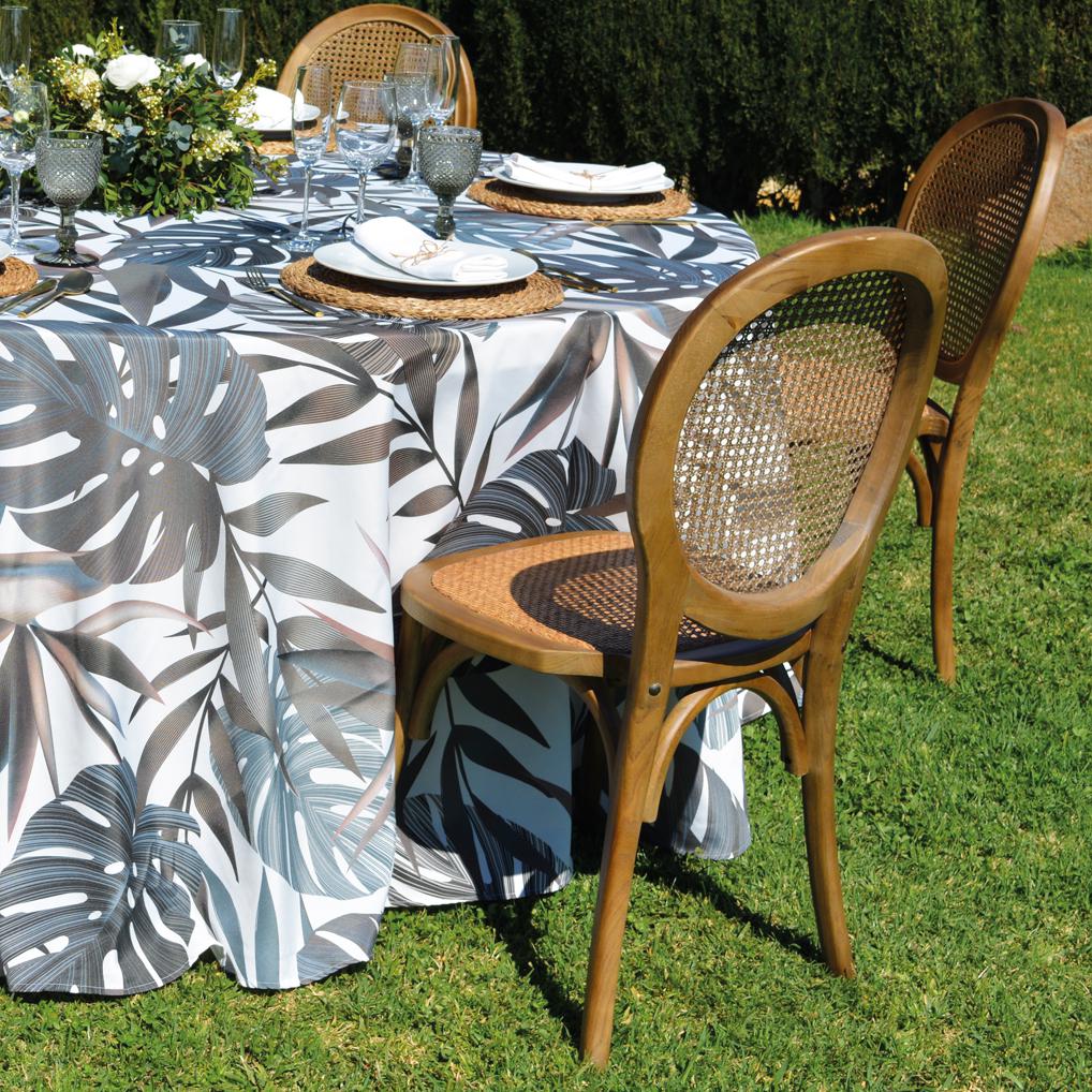 Silla de mimbre y madera