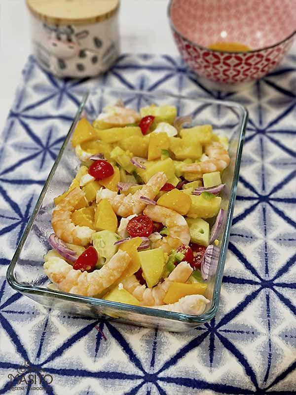 Ensalada campera de langostinos o ensalada de verano