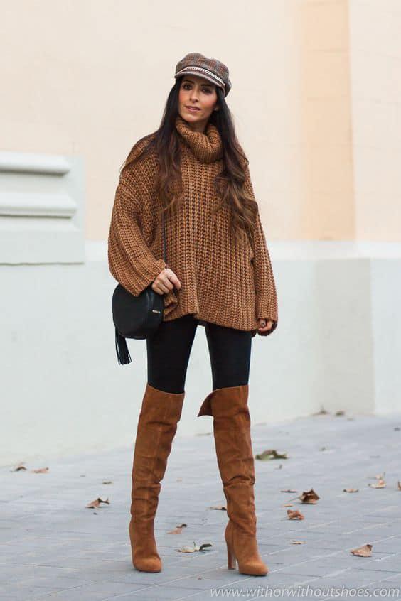 Looks semi formales con botas largas color café