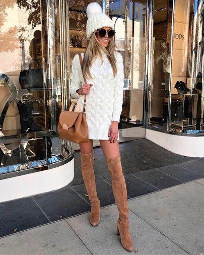 Maxi suéter con botas largas