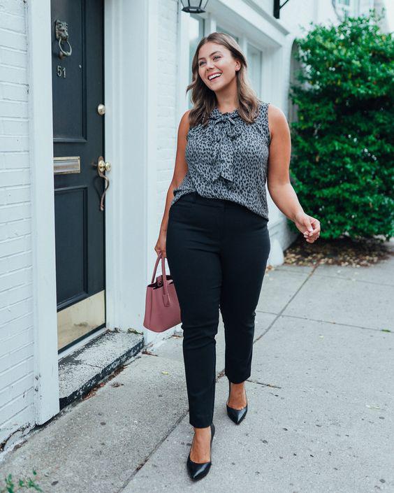 Looks con pantalón negro para chicas plus size