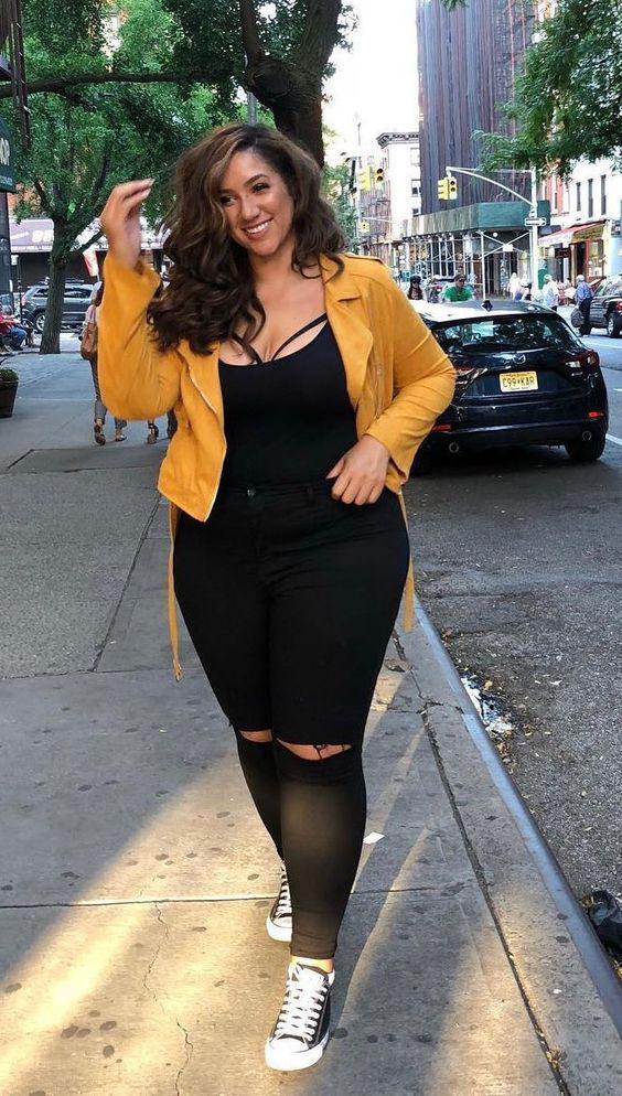 Looks con pantalón negro para chicas plus size