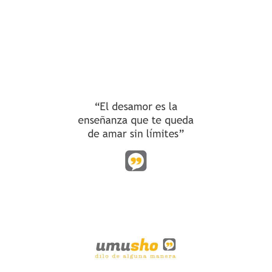 El desamor es la enseñanza que te queda de amar sin límites