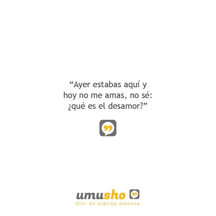 Ayer estabas aquí y hoy no me amas, no sé: ¿qué es el desamor?