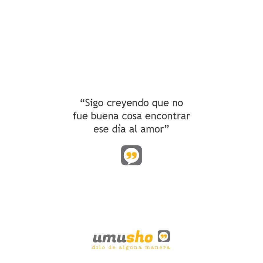 Sigo creyendo que no fue buena cosa encontrar ese día al amor