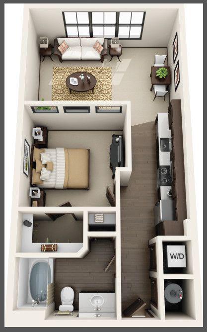 Planos para departamentos de una habitación