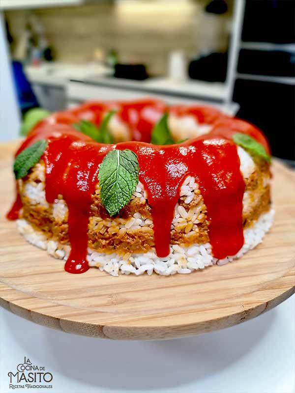 Receta de pastel frío de arroz y carne