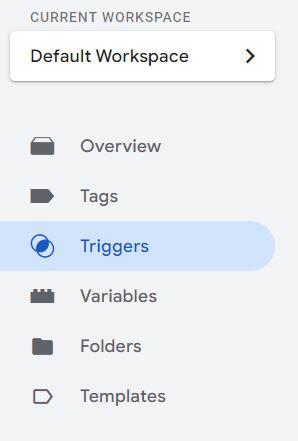 menú de activadores de google tag manager