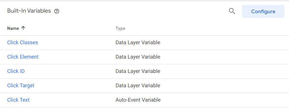 variables incluidas en google tag manager