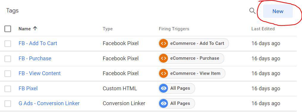 boton nueva etiqueta de google tag manager