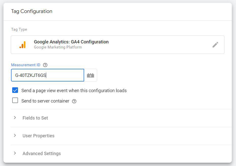 agregando la etiqueta de configuracion de google analytics 4