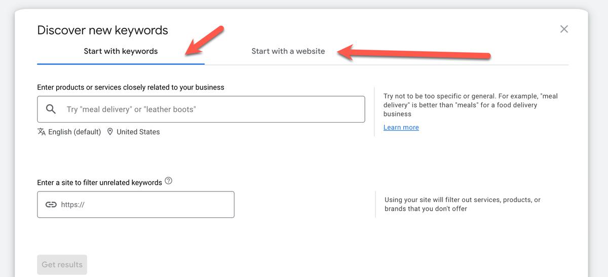 Planificador de palabras clave Descubre nuevas palabras clave