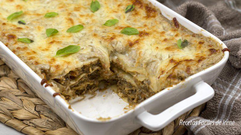 receta de lasaña de boloñesa de lentejas o lasaña vegana vegetal