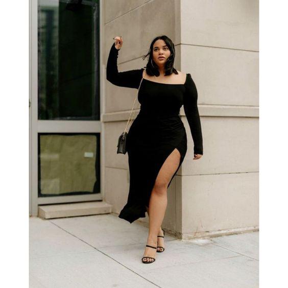 Ideas de looks con vestidos negros plus size