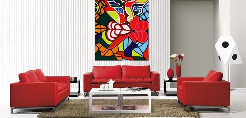 Sofá rojo para el salón