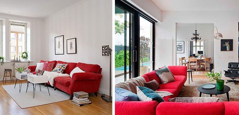 Sofá rojo para el salón