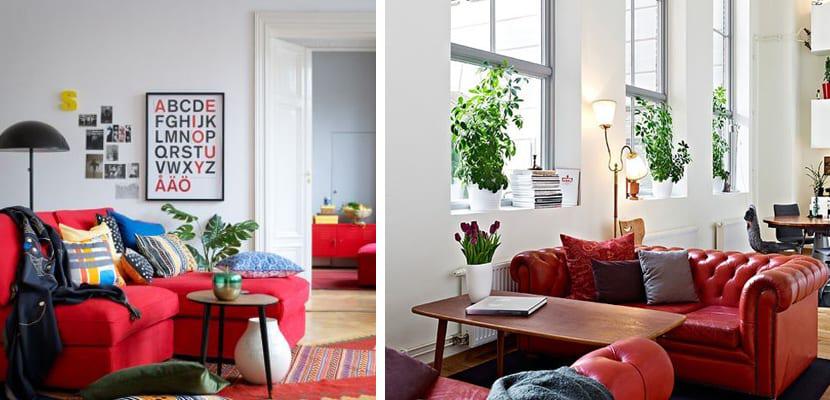 Sofá rojo para el salón