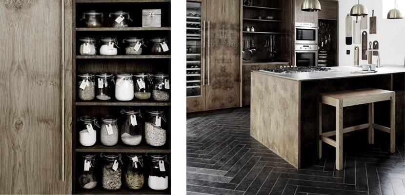 Cocinas de madera oscuras rústico indualtriales
