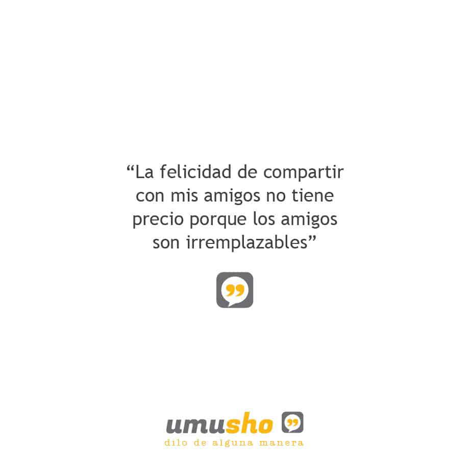 La felicidad de compartir con mis amigos no tiene precio porque los amigos son irremplazables.