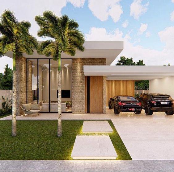 Diseños de fachadas con techo doble altura