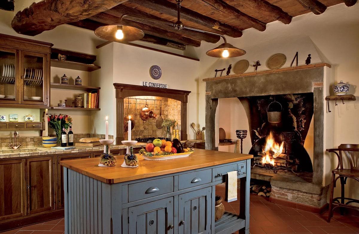 cocina y chimenea