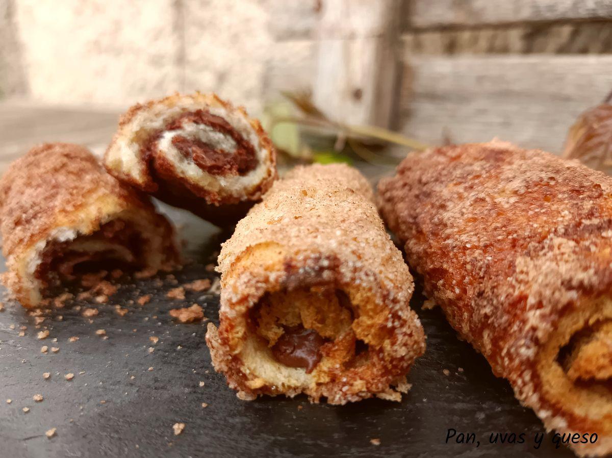 rollitos chocolate airfryer - pan uvas y queso