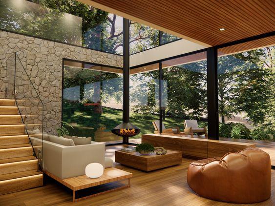 Interiores de casas de campo modernas