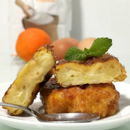Receta de leche frita primer plano
