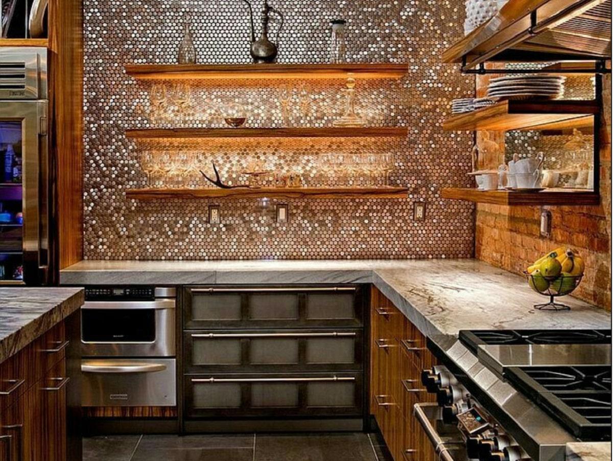 pared de cocina en cobre