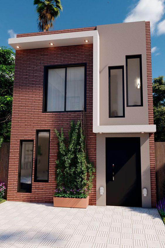 Diseños de casas de dos pisos con ladrillo