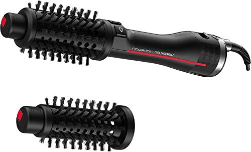 Rowenta Cepillo K/Pro Stylist CF961L - Cepillo de Aire movimiento giratorio automático, Secado simultáneo, 2 temperaturas, Reduce encrespamiento, Cabello con volumen, Color Negro y Rojo