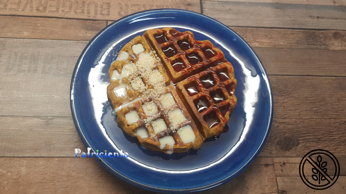 Gofre de calabaza sin azúcar y sin gluten. Patricienta Cook.